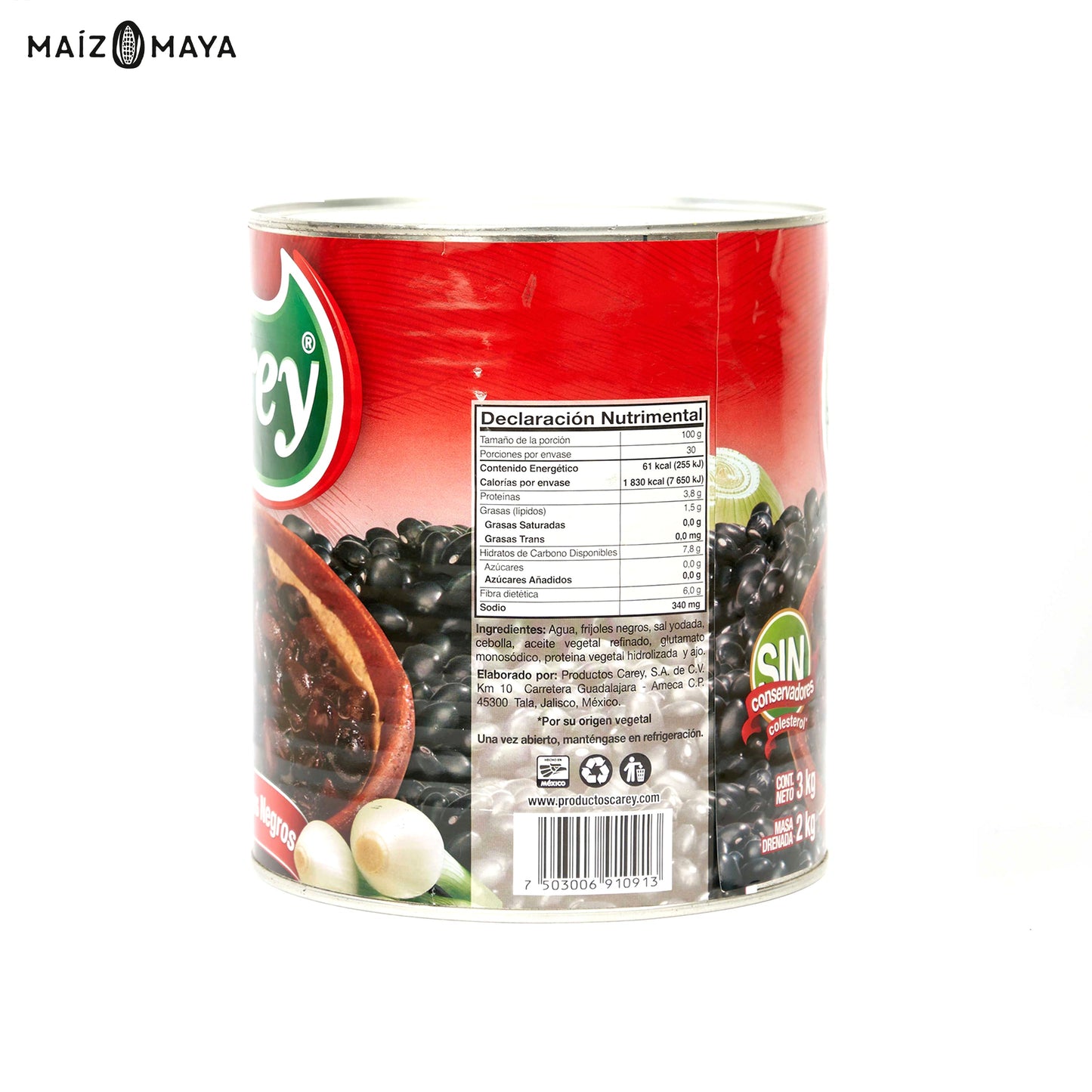Frijol Negro Entero 3 kg Carey - Maíz Maya - Tortillas Maya