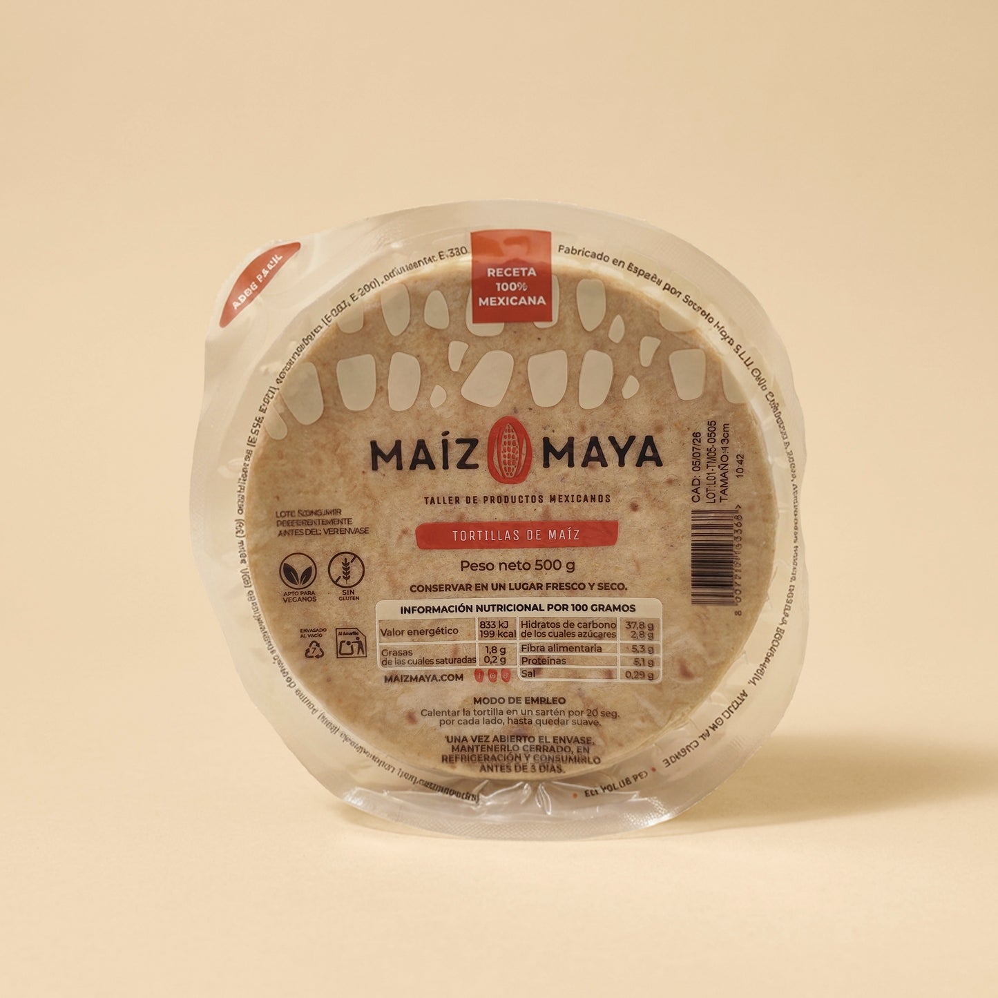 Tortillas de Maíz Blanco Nixtamalizado (500g)