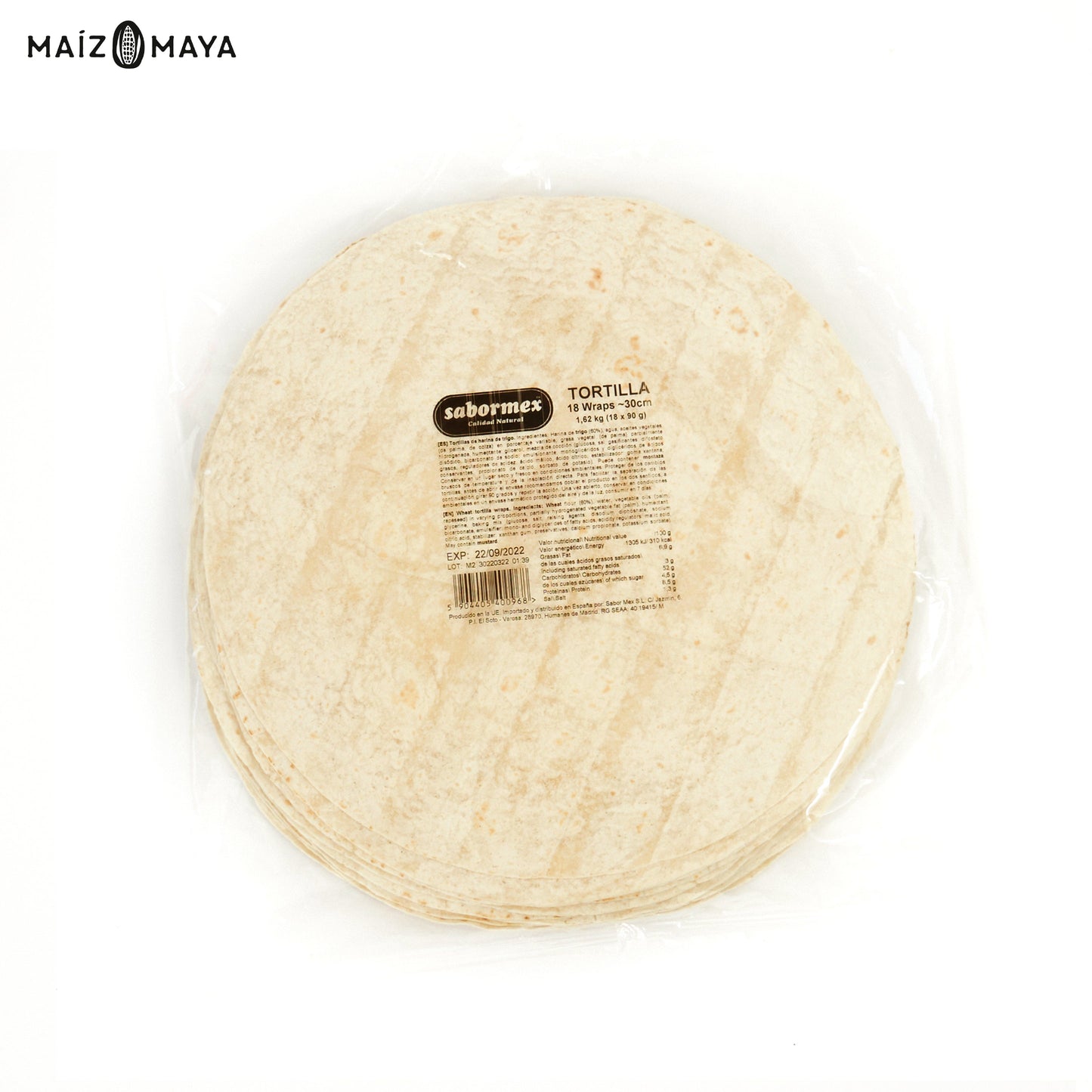 Tortillas de harina de trigo 30cm Sabormex - Maíz Maya - Tortillas Maya