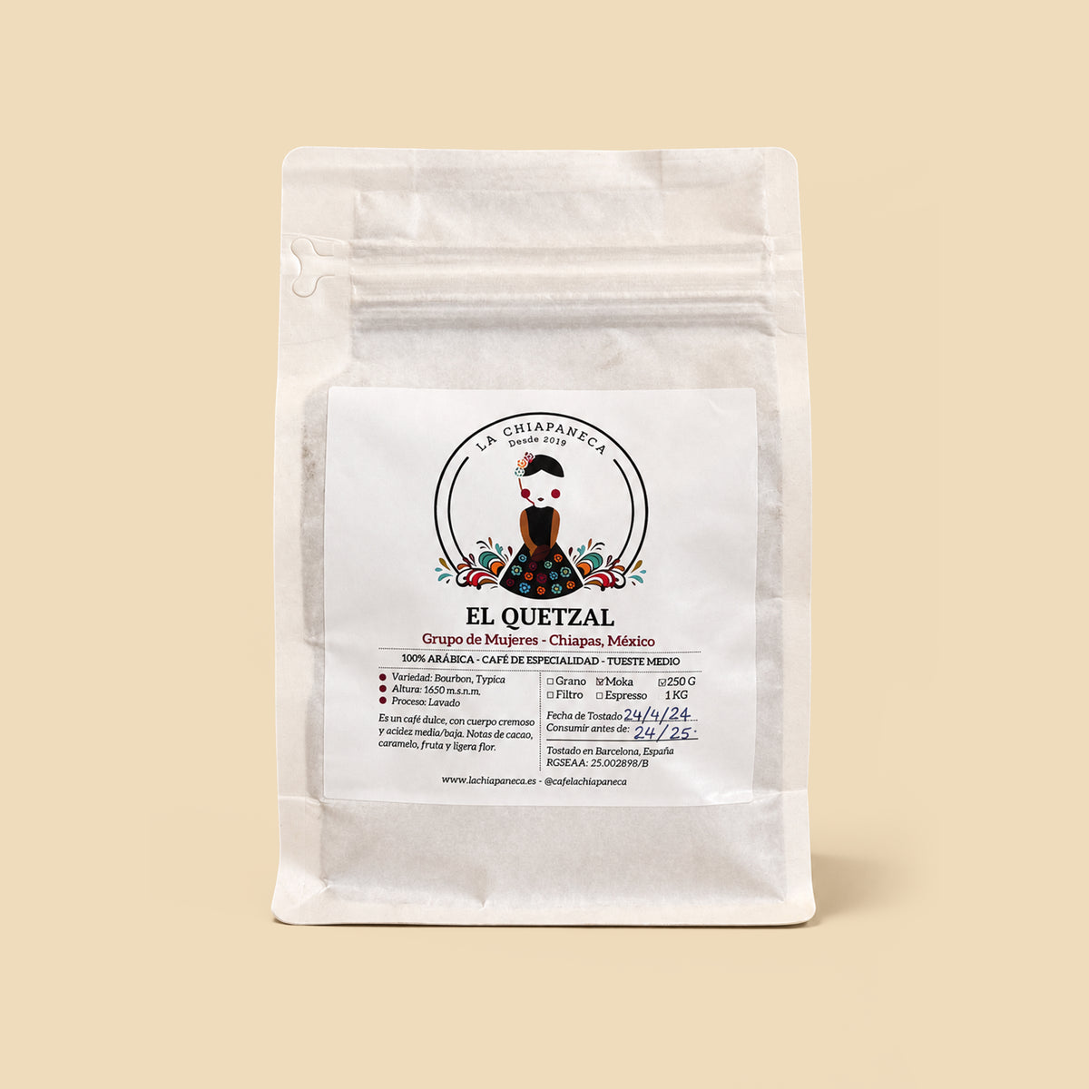 CAFE LA CHIAPANECA - MOLIDO - CAFETERA MOKA 250G