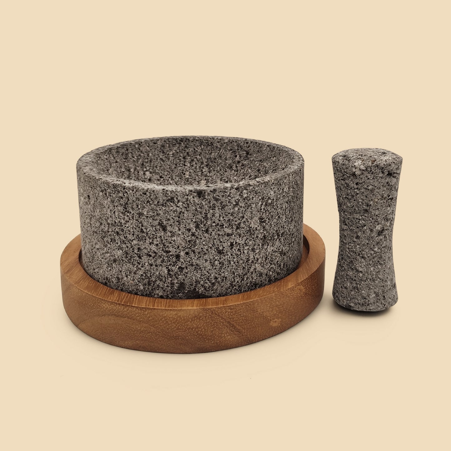 MOLCAJETE 15CM MORTERO MINI LISO CON BASE