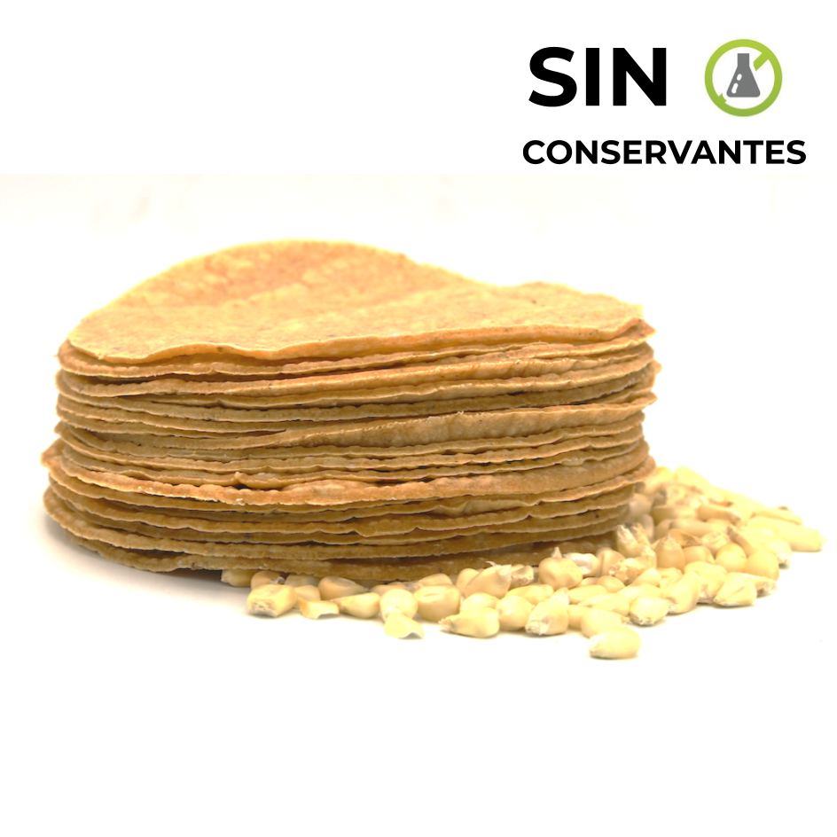 Tortilla de maíz blanco sin conservantes