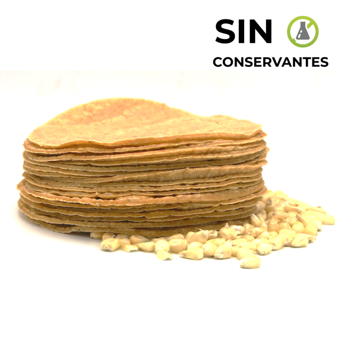 Tortilla de maíz blanco sin conservantes