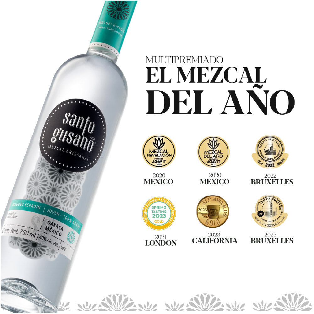 Mezcal Artesanal Espadín Joven Santo Gusano 700 ml - Maíz Maya - Tortillas Maya