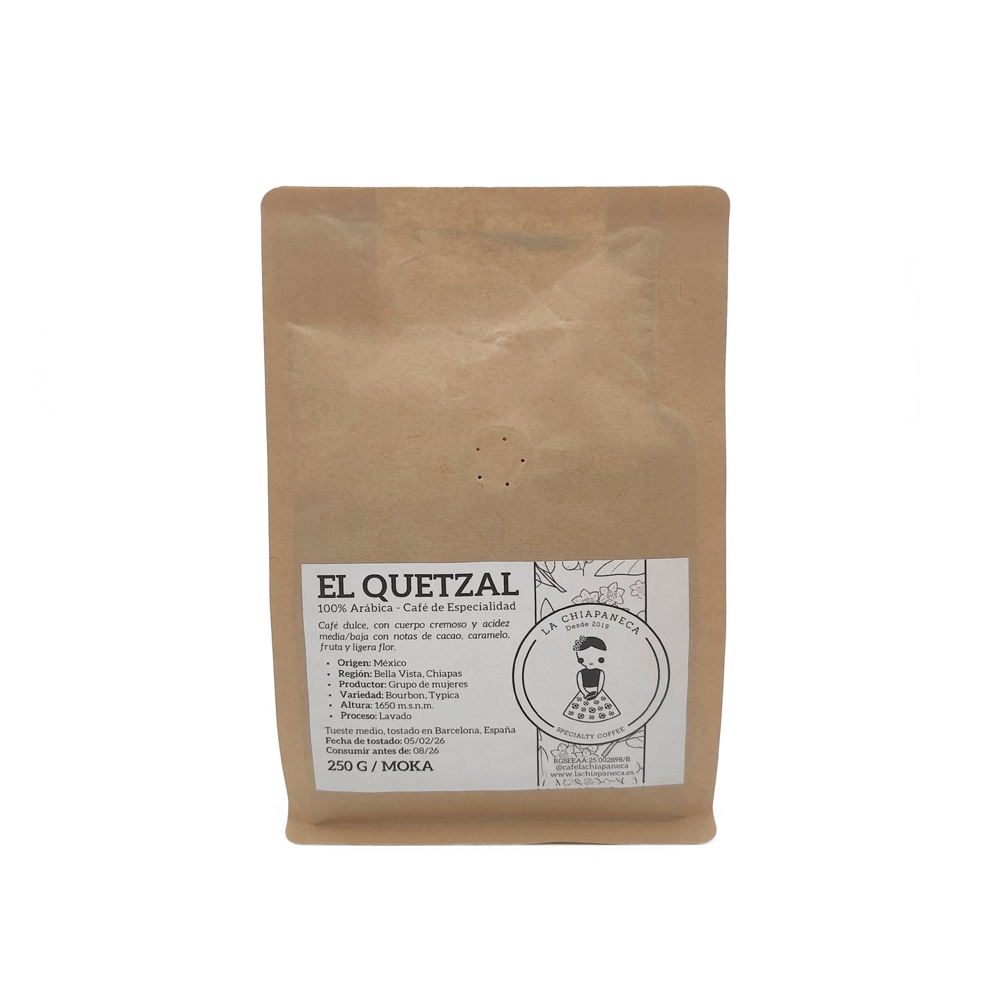 CAFE LA CHIAPANECA - MOLIDO - CAFETERA MOKA 250G - Maíz Maya - Tortillas Maya