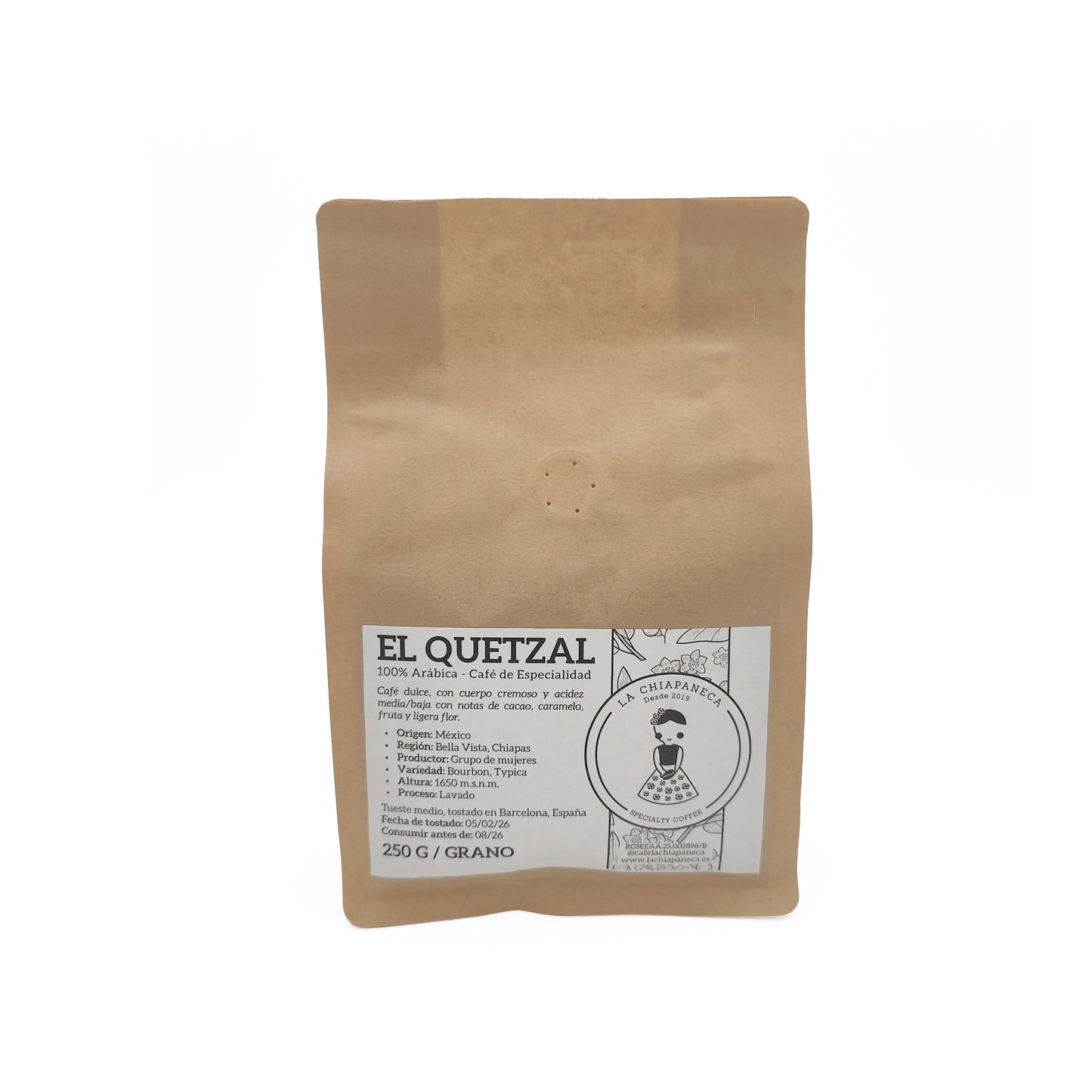 CAFE LA CHIAPANECA - EN GRANO -  250G - Maíz Maya - Tortillas Maya