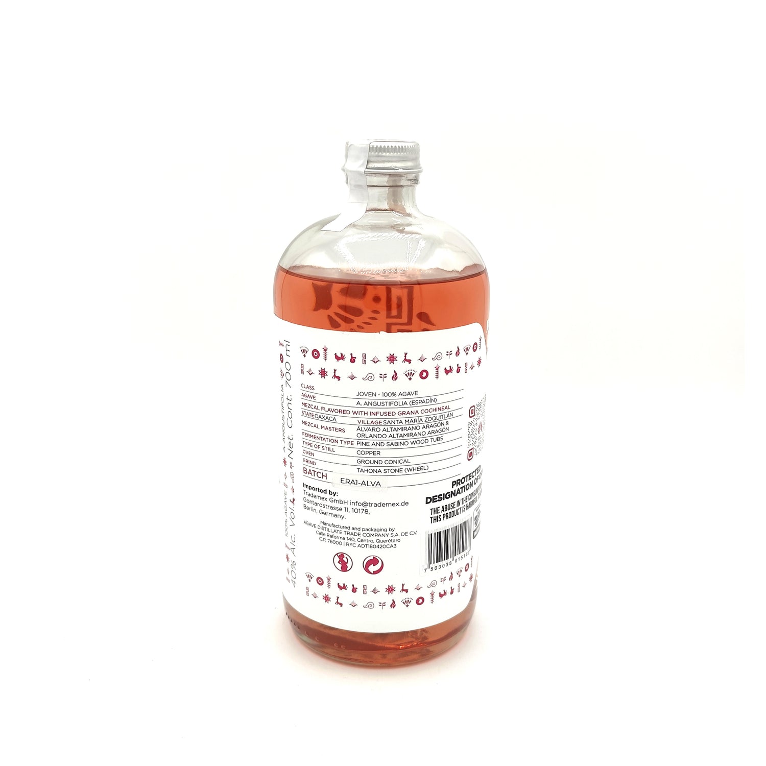 Mezcal Artesanal Espadín con Grana de Cochinilla Oxa 700ml