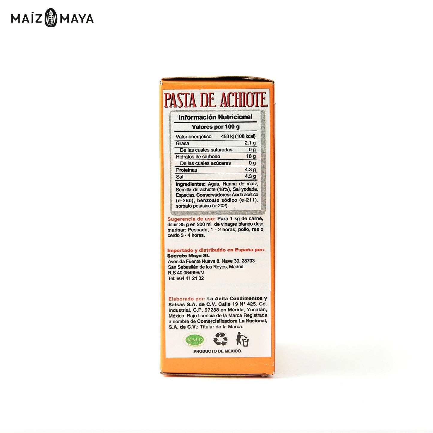 Pasta de Achiote La Anita 1 kg - Maíz Maya - Tortillas Maya