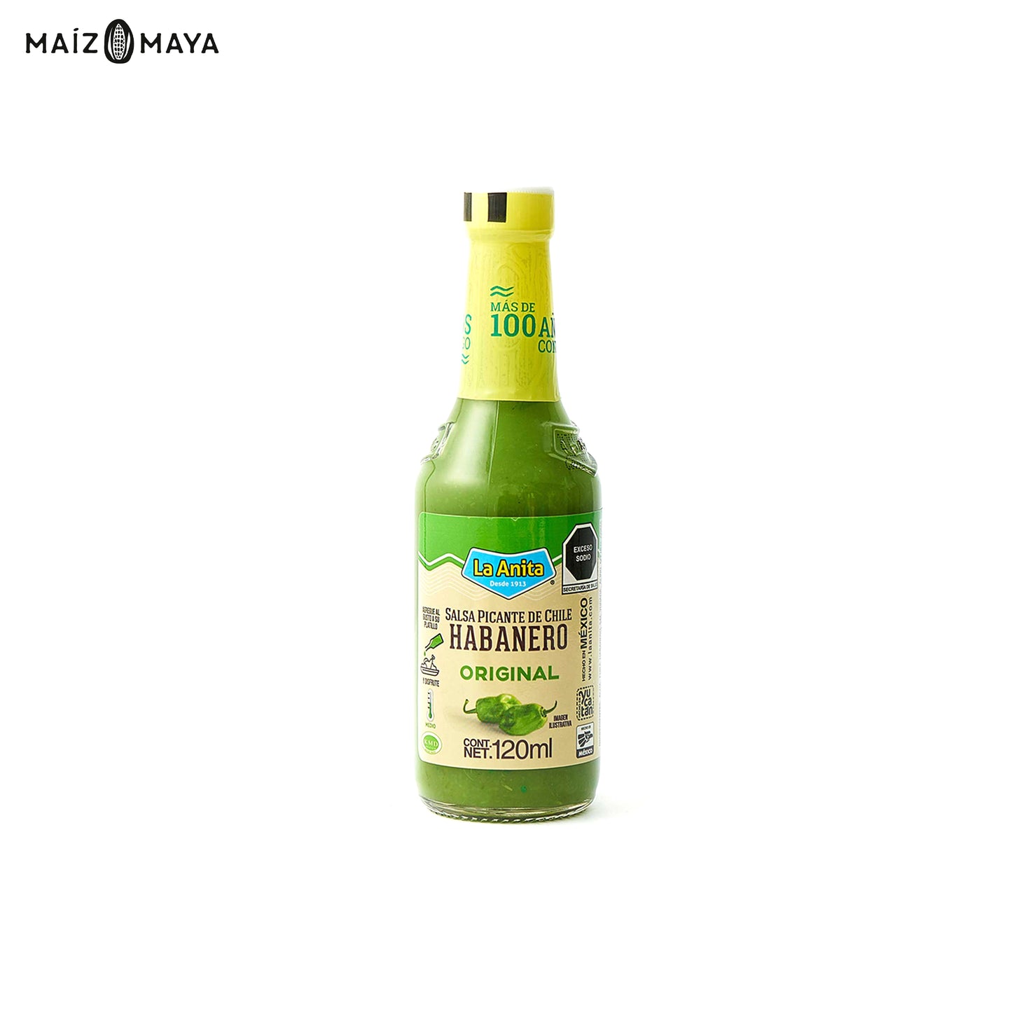 Salsa de habanero verde La Anita 120ml - Maíz Maya - Tortillas Maya