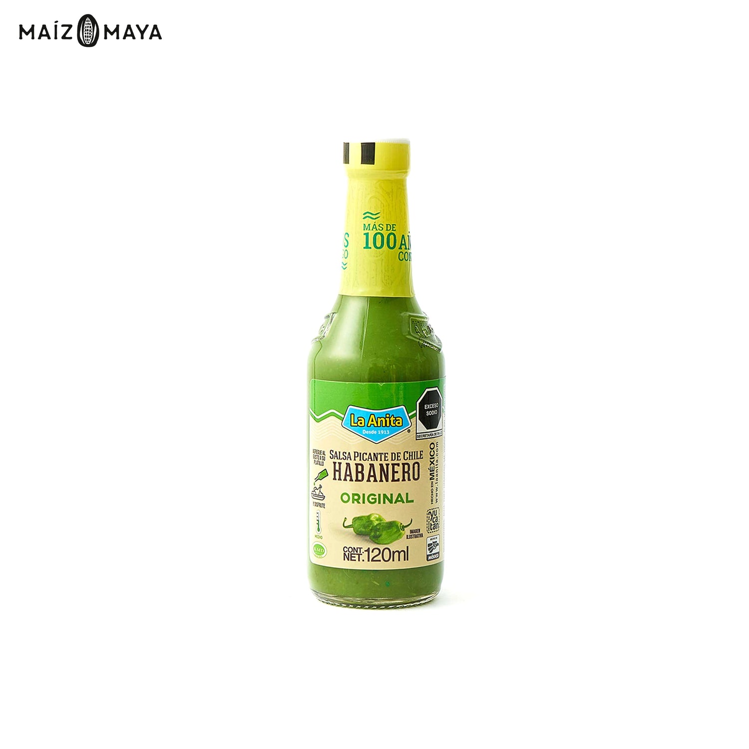 Salsa de habanero verde La Anita 120ml - Maíz Maya - Tortillas Maya