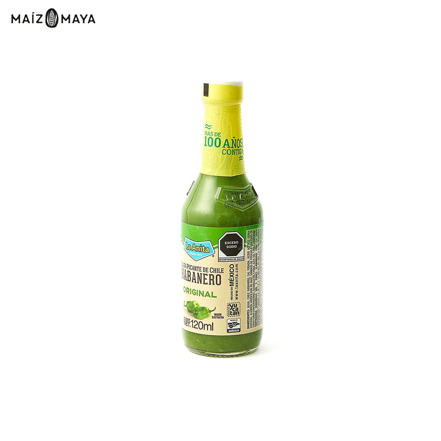 Salsa de habanero verde La Anita 120ml - Maíz Maya - Tortillas Maya