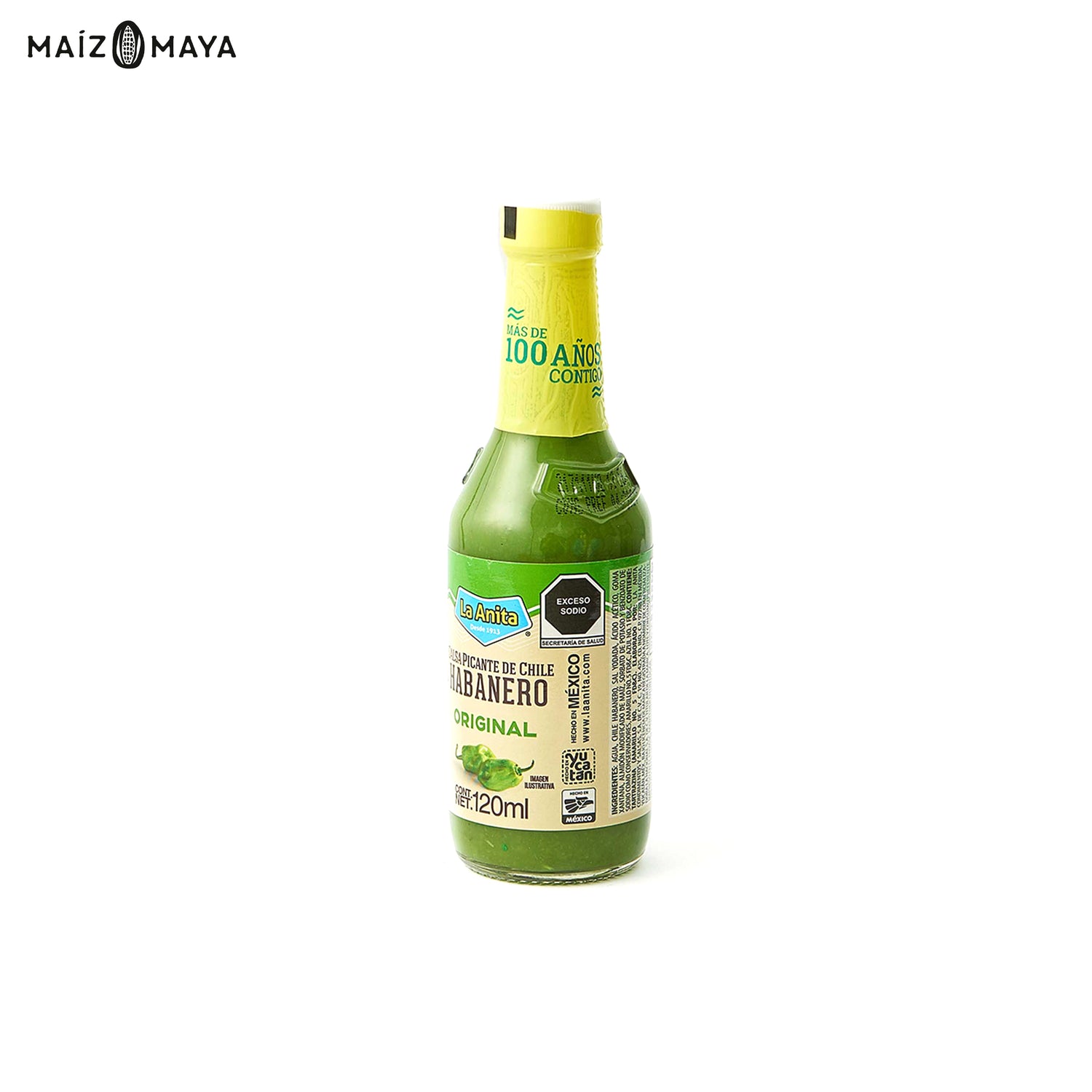Salsa de habanero verde La Anita 120ml - Maíz Maya - Tortillas Maya