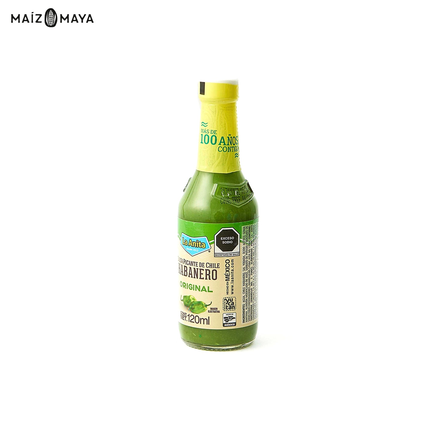 Salsa de habanero verde La Anita 120ml - Maíz Maya - Tortillas Maya