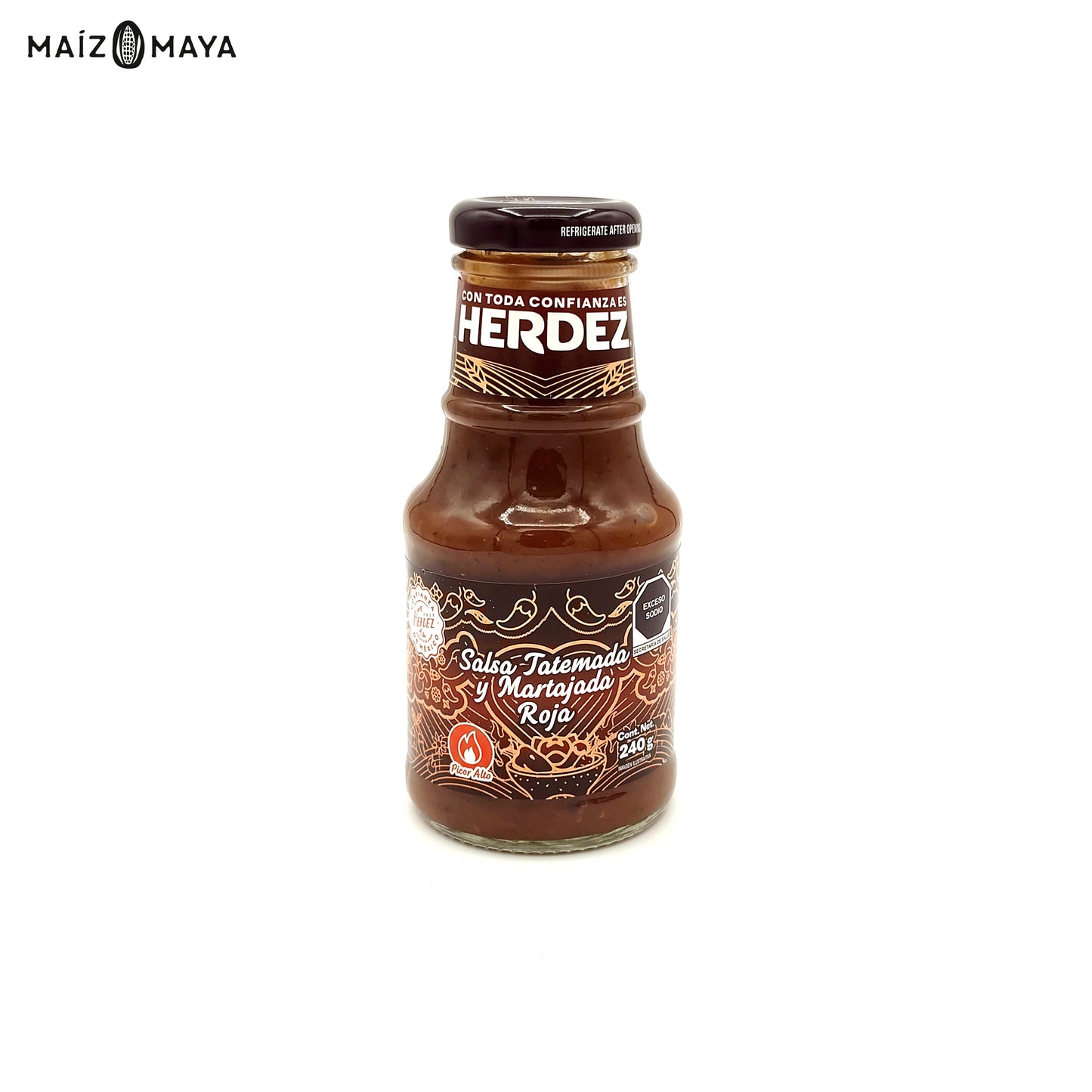 Salsa Tatemada y Martajada Roja Herdez 240gr - Maíz Maya - Tortillas Maya