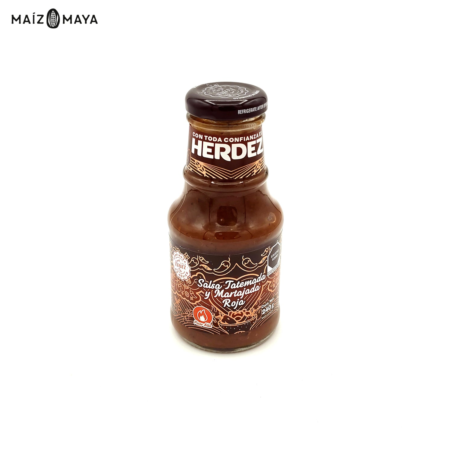 Salsa Tatemada y Martajada Roja Herdez 240gr - Maíz Maya - Tortillas Maya