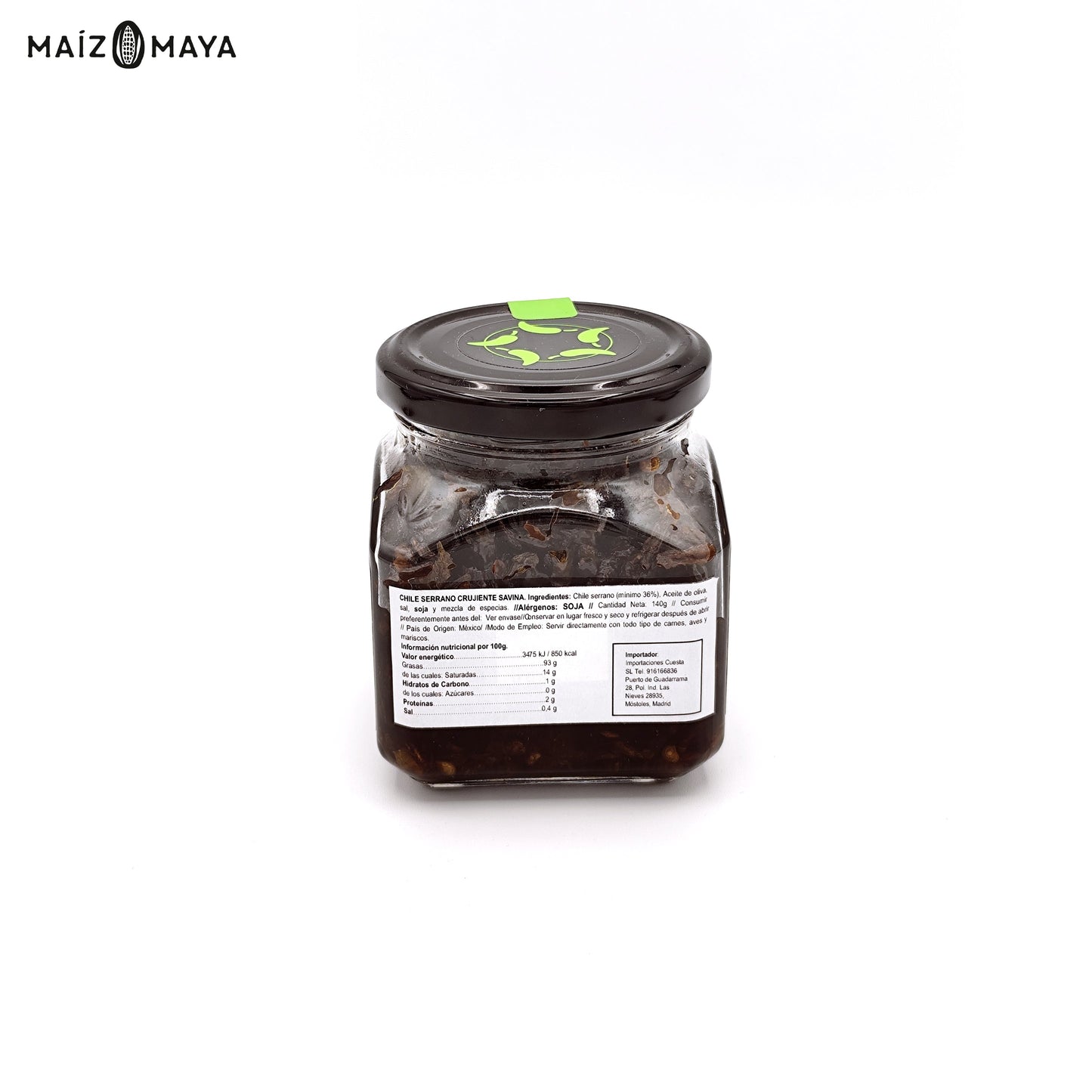 Chile Serrano Crujiente Savina 140g - Maíz Maya - Tortillas Maya