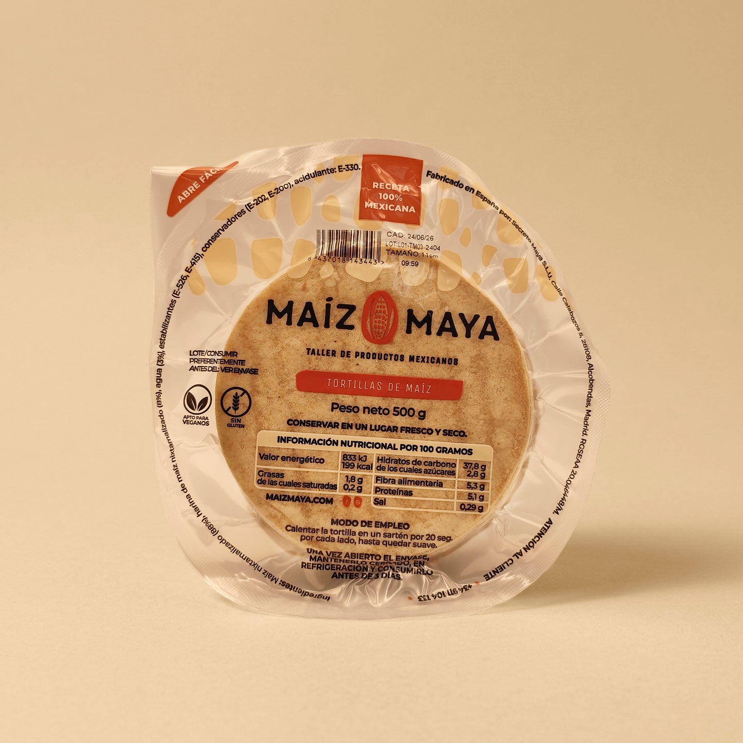 Tortillas de Maíz Blanco Nixtamalizado (500g)