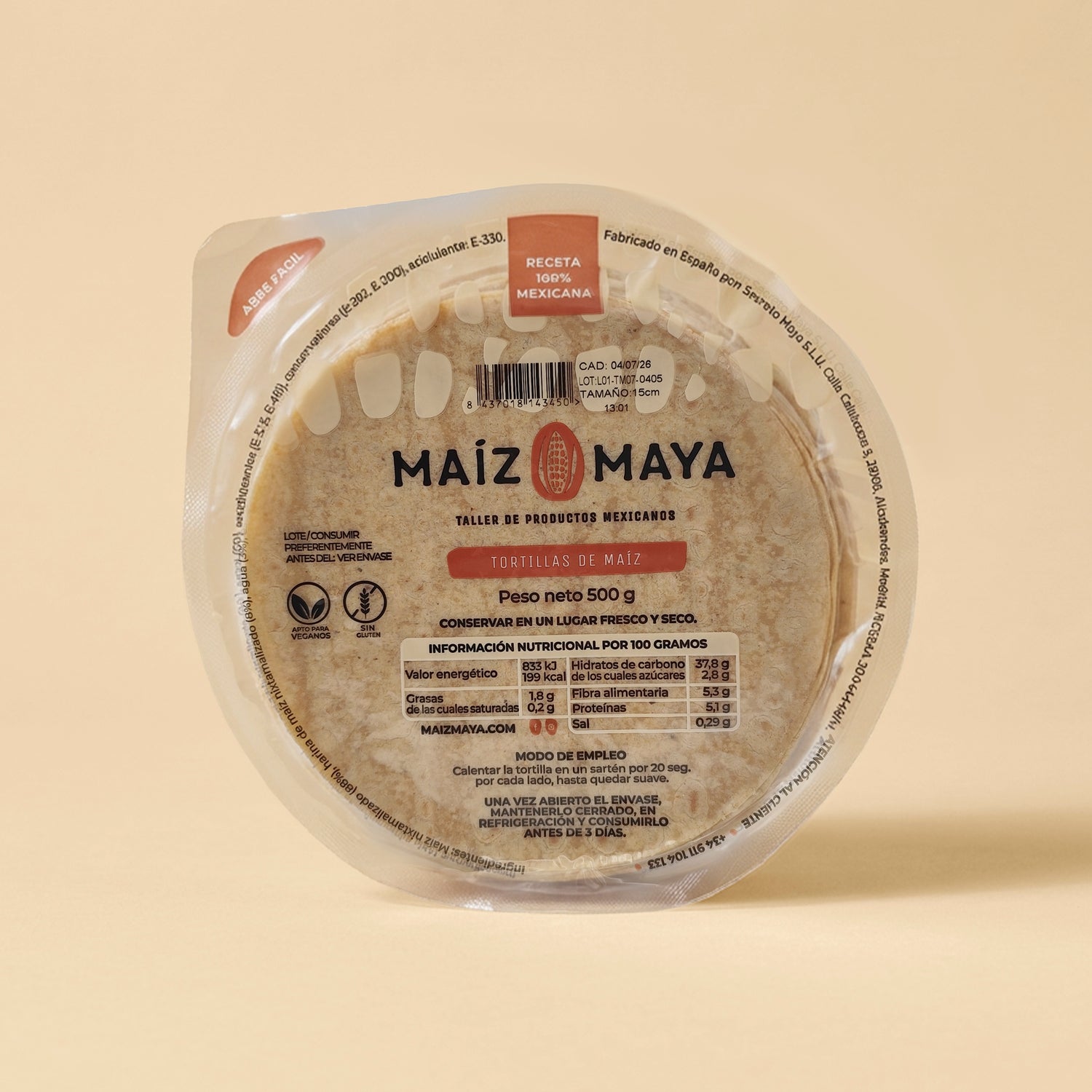 Tortillas de maíz blanco nixtamalizado (500gr)