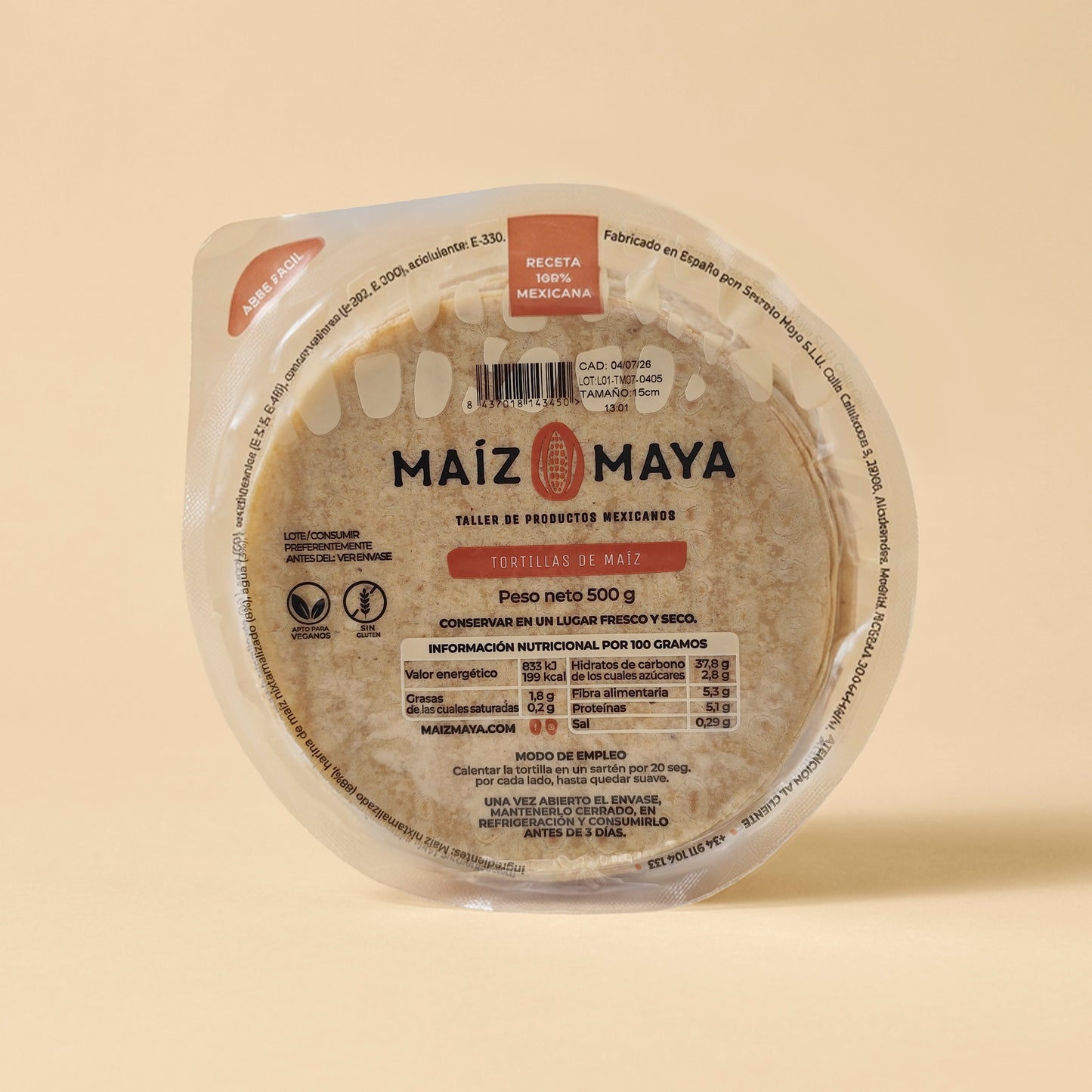 Tortillas de Maíz Blanco Nixtamalizado (500g)