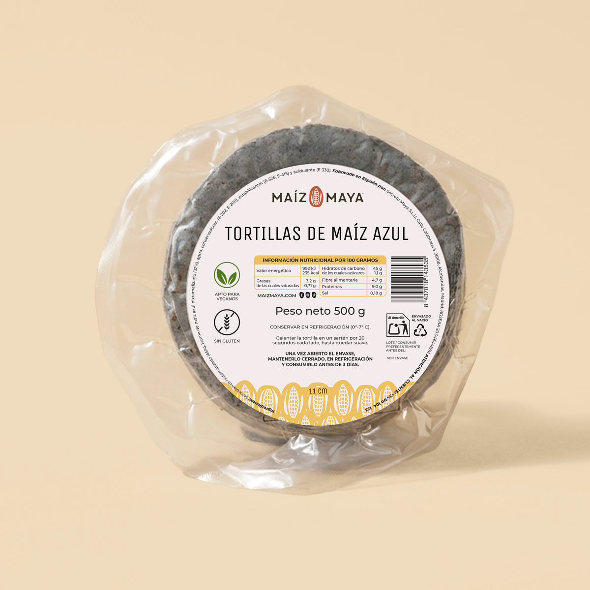 Tortillas de Maíz Azul Nixtamalizado (500g)