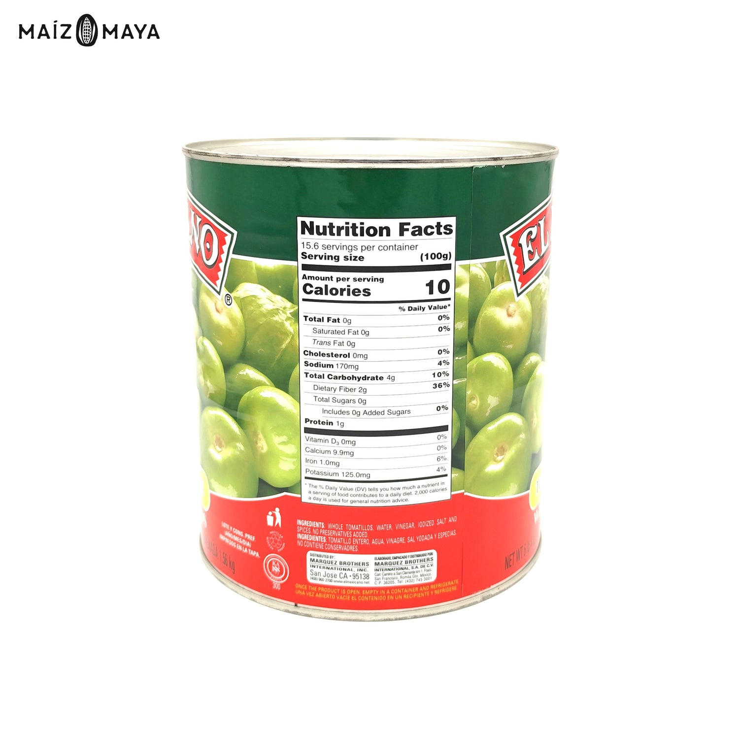 Tomatillo Entero El Mexicano 2,8 kg - Maíz Maya - Tortillas Maya
