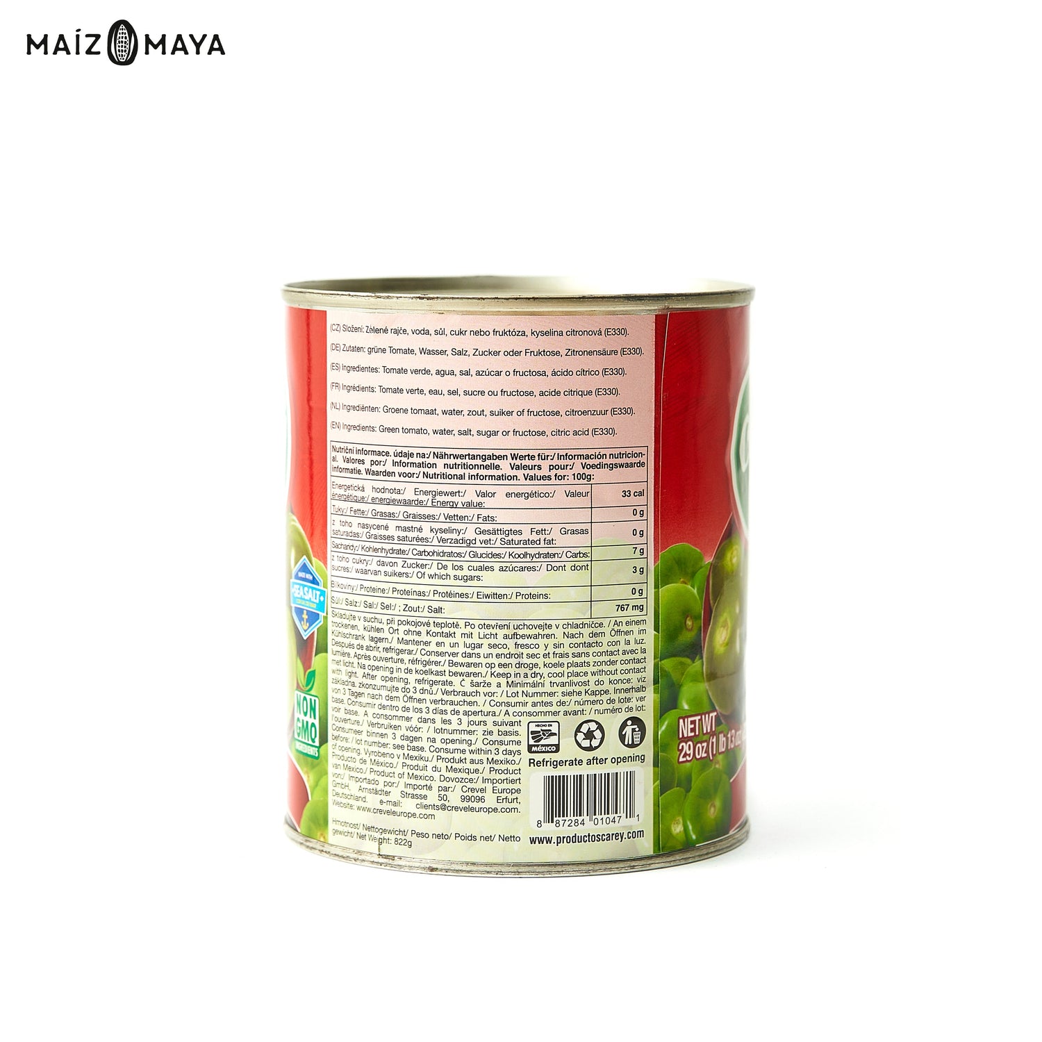 Tomatillo verde entero Carey 822gr - Maíz Maya - Tortillas Maya