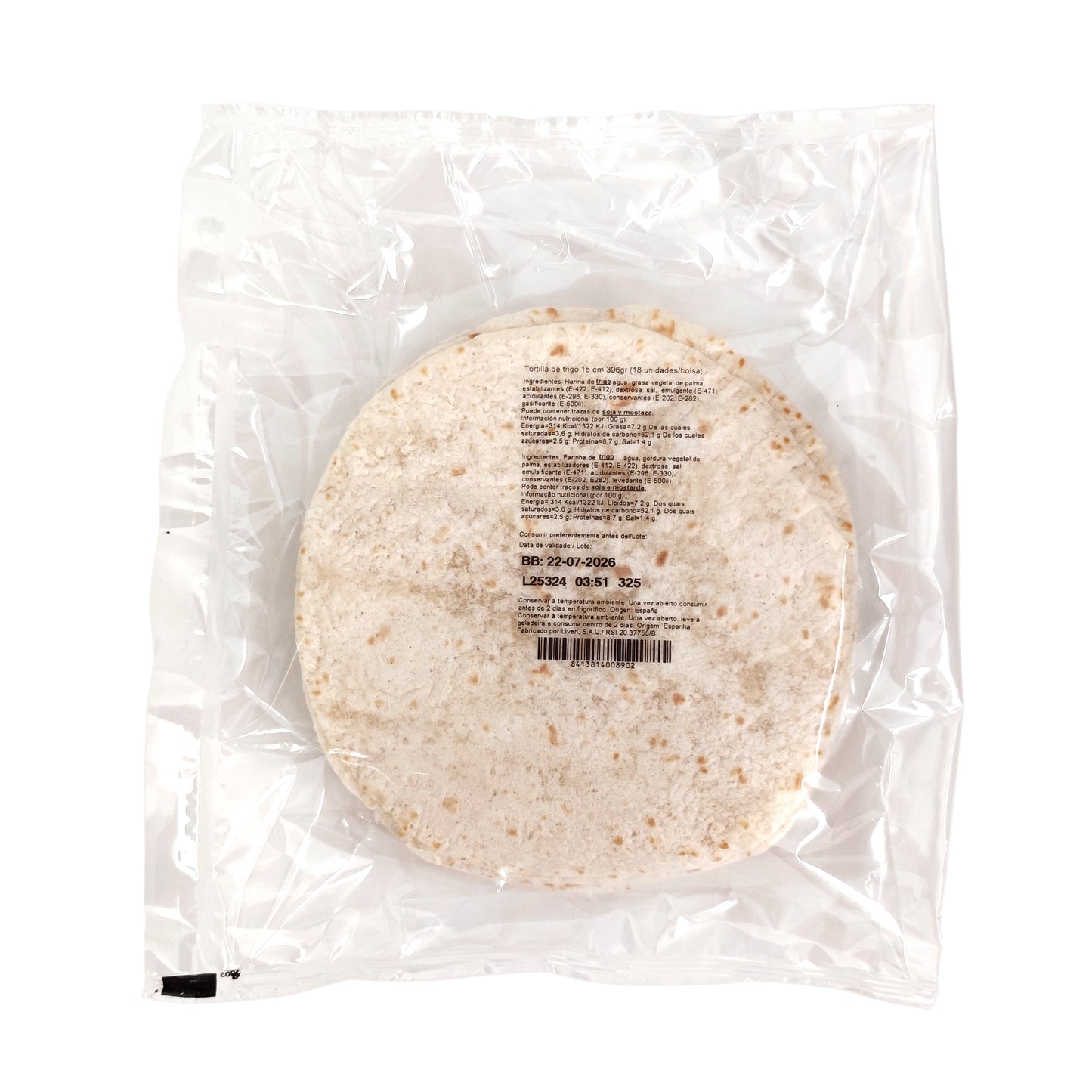 Tortillas de Harina de Trigo 15 cm (18 UDS)