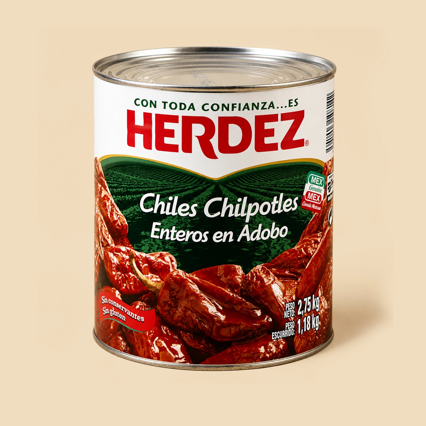 Chile Chipotle Entero en Adobo Herdez 2,75kg