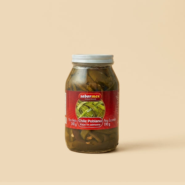 Chile poblano en rajas Sabormex 340g