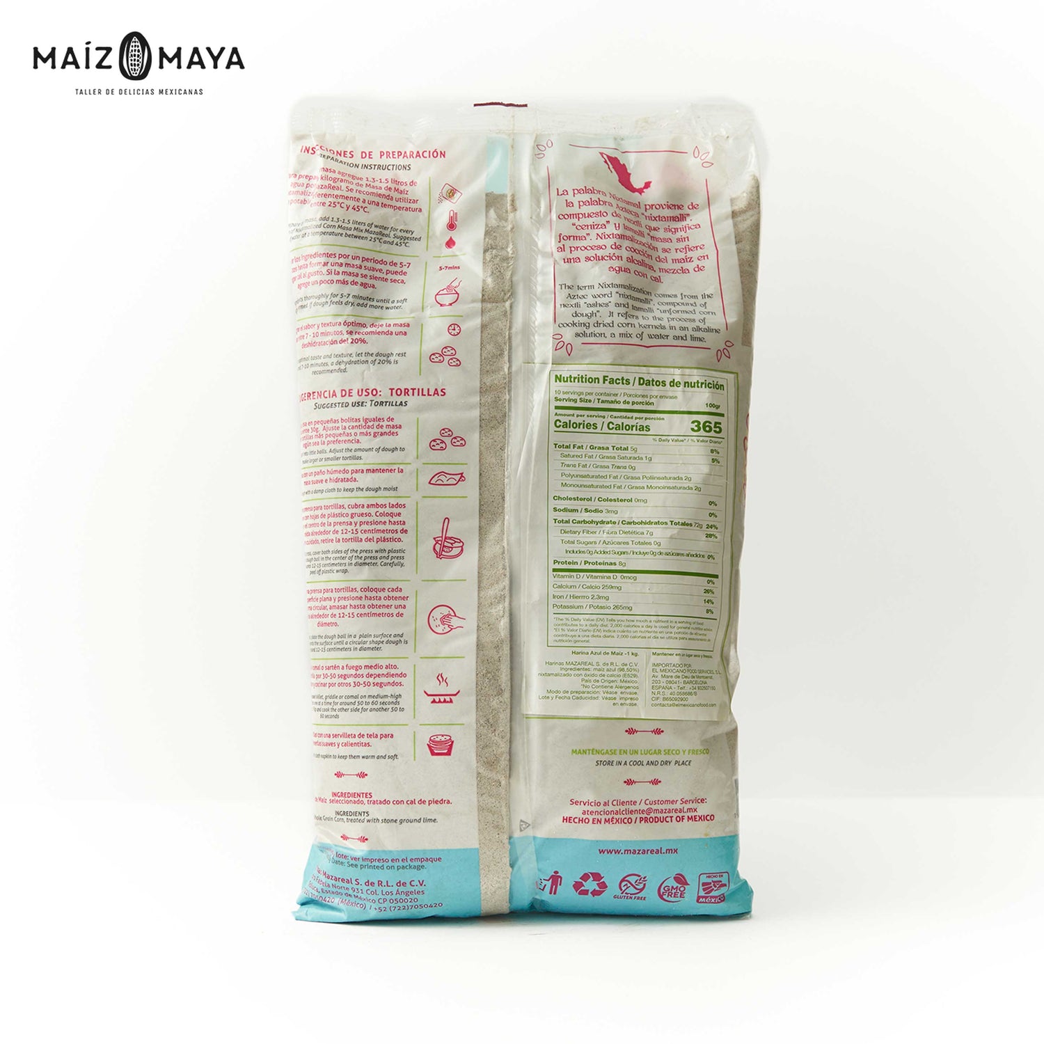 Harina de Maíz Azul Maza Real 1kg - Maíz Maya - Tortillas Maya